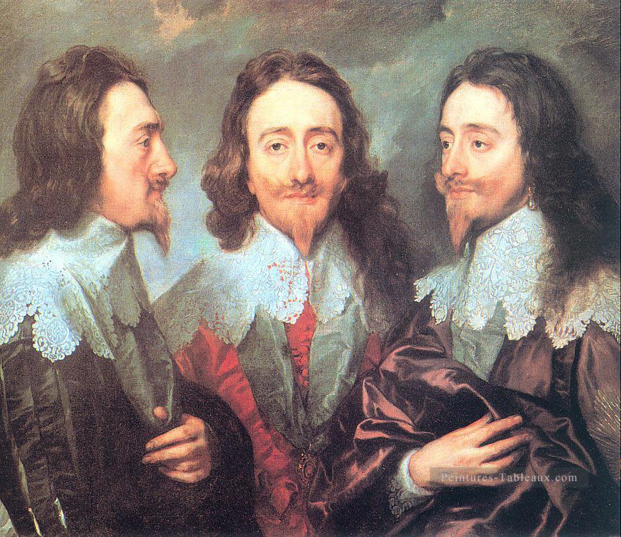 Charles Ier en trois positions Baroque peintre de cour Anthony van Dyck Peintures à l'huile